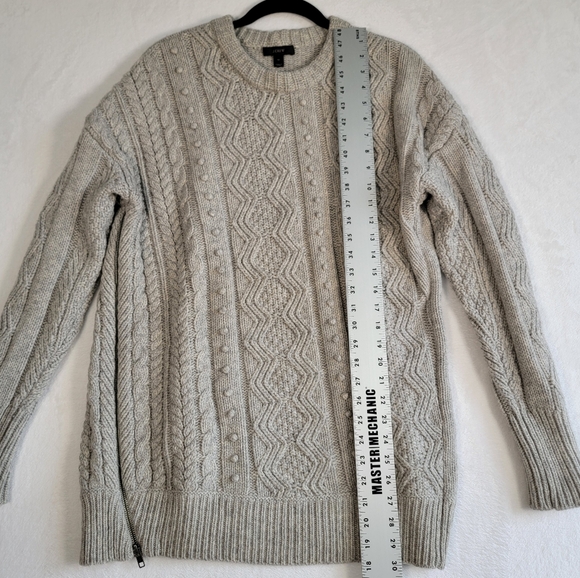 J. Crew Side Zip Cable Knit Sweater in Gray, Size M - Picture 3 of 11